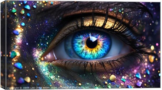 moonlight luminous eye with iris cosmic galaxy swirl sparkling diamond glitters Canvas Print by JOHN LEE CHEE KERN