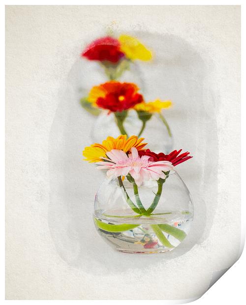 Aligned flowers on table in watercolor Print by youri Mahieu