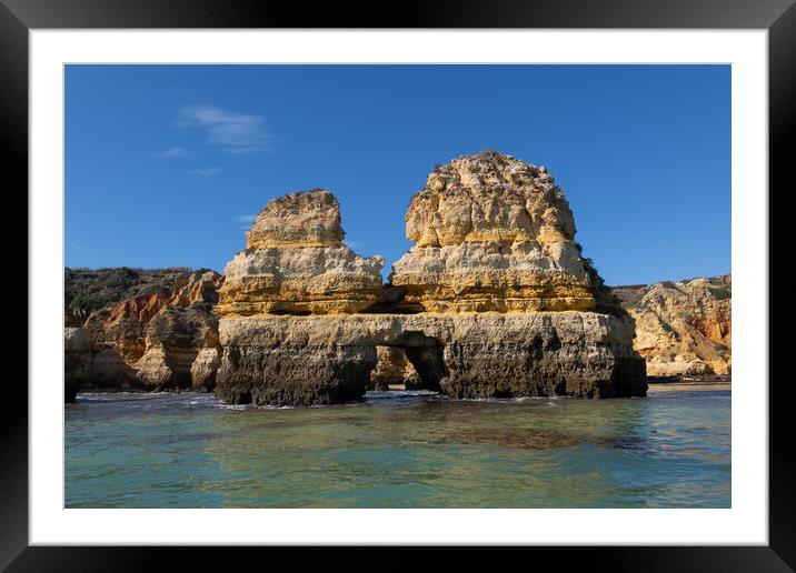 Kissing Couple Rock Ocean View in Algarve, Portugal Framed Mounted Print by Artur Bogacki