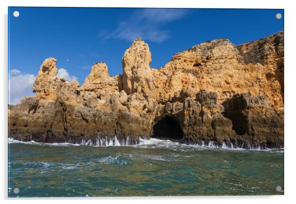 Algarve Coastline With Cave From The Atlantic Ocean Acrylic by Artur Bogacki