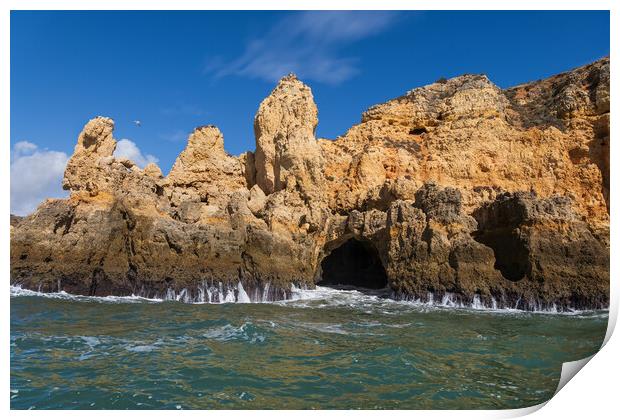 Algarve Coastline With Cave From The Atlantic Ocean Print by Artur Bogacki