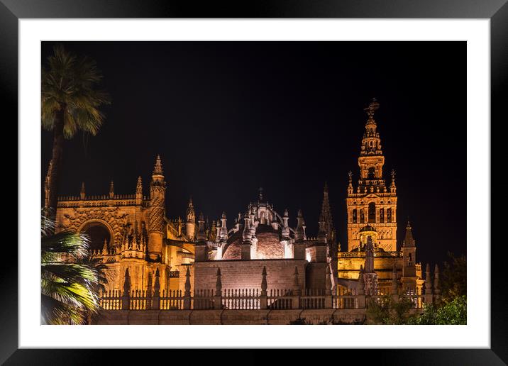 Seville Cathedral At Night In Spain Framed Mounted Print by Artur Bogacki