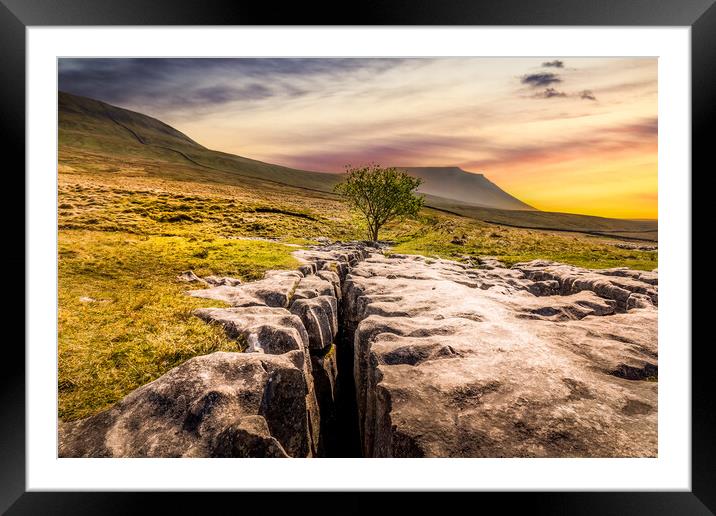 limestone pavement in the Yorkshire dales Framed Mounted Print by chris smith