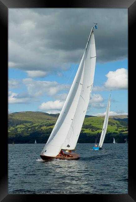 Windermere 17ft Class yacht racing in the Lake District. Framed Print by Phil Brown