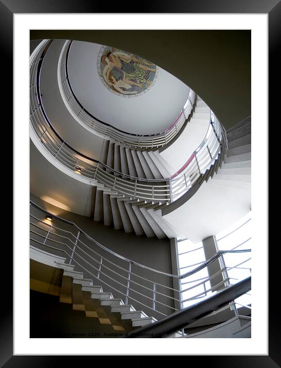 Art Deco staircase, Midland Hotel in Morecambe. Framed Mounted Print by Phil Brown