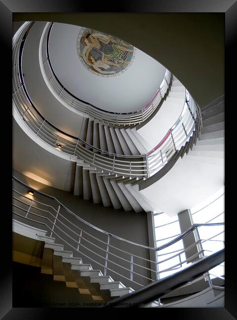 Art Deco staircase, Midland Hotel in Morecambe. Framed Print by Phil Brown