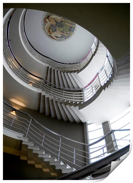 Art Deco staircase, Midland Hotel in Morecambe. Print by Phil Brown