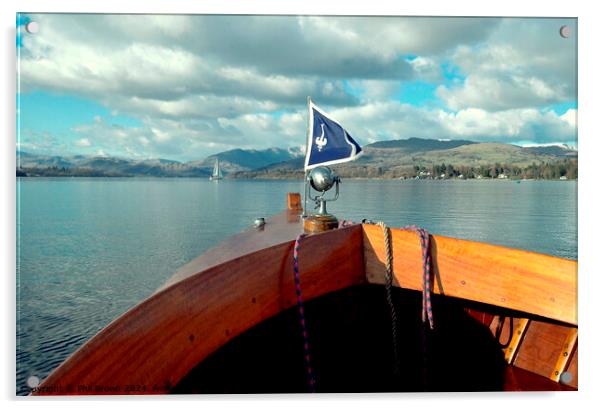 Lady Penelope II cruising on Windermere. Acrylic by Phil Brown