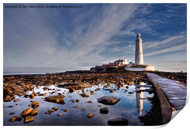 St Mary's Island in winter sunshine Print by Jim Jones