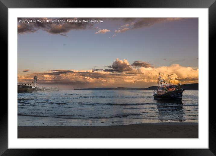 Scarborough lighthouse and lifeboat Framed Mounted Print by Mandi Hibberd