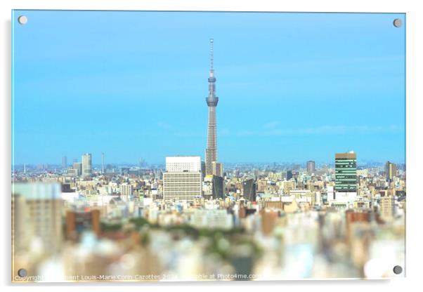 Cityscape of Tokyo with the Skytree tower. Acrylic by  Kuremo