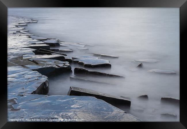 Kimmeridge Bay rock ledge, Dorset, England, UK Framed Print by Paul Edney