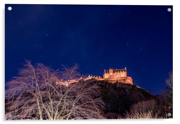 Edinburgh Castle Starry Night Acrylic by Apollo Aerial Photography