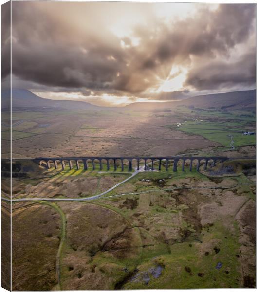 Ribblehead Viaduct Sun Rays Canvas Print by Apollo Aerial Photography