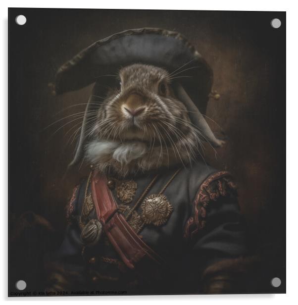 Mini Lop Rabbit Pirate Acrylic by Kia lydia