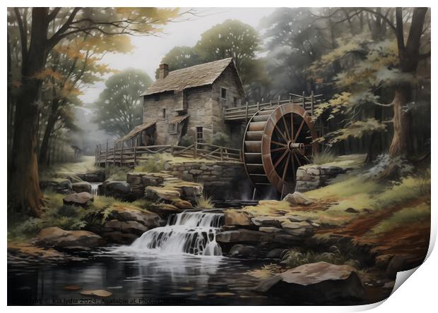 old water mill Print by Kia lydia