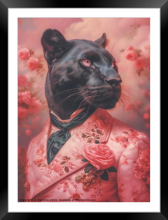 Pink Panther portrait Framed Mounted Print by Kia lydia