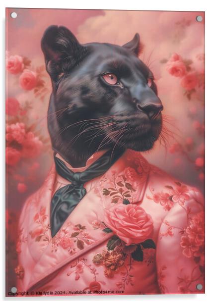 Pink Panther portrait Acrylic by Kia lydia