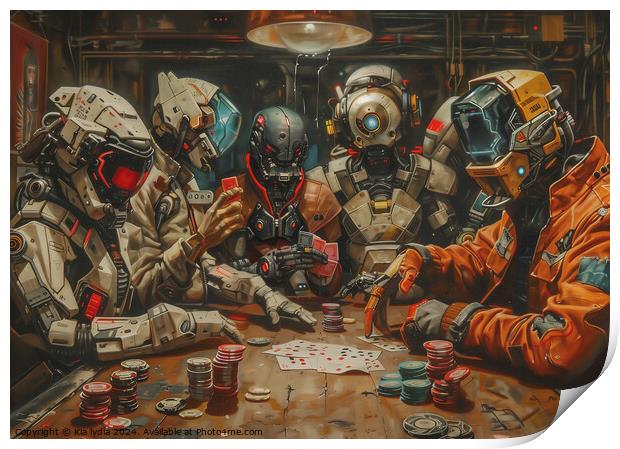 Robots playing poker  Print by Kia lydia