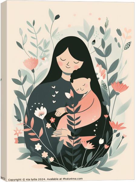 Mother and Child illustration Canvas Print by Kia lydia