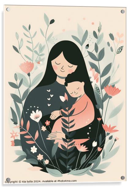 Mother and Child illustration Acrylic by Kia lydia