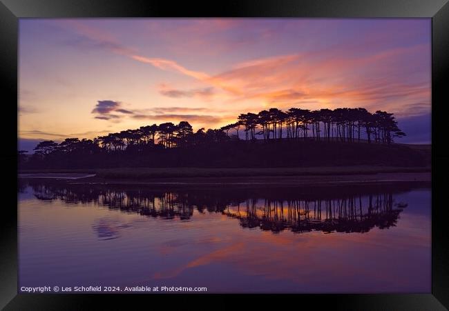 Dawn Reflection Budleigh  Salterton Devon Framed Print by Les Schofield