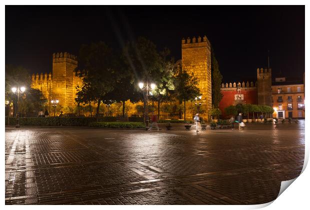 Royal Alcazar and Plaza del Triunfo In Seville Print by Artur Bogacki