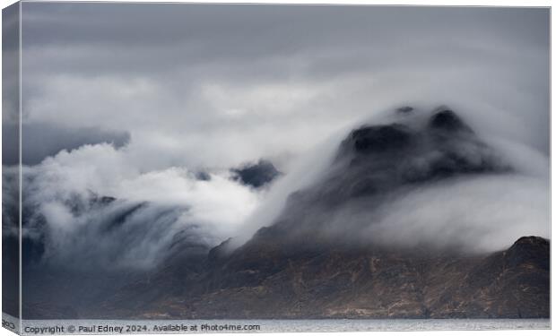 Cuillins cloaked in cloud, Isle of Skye, Scotland Canvas Print by Paul Edney