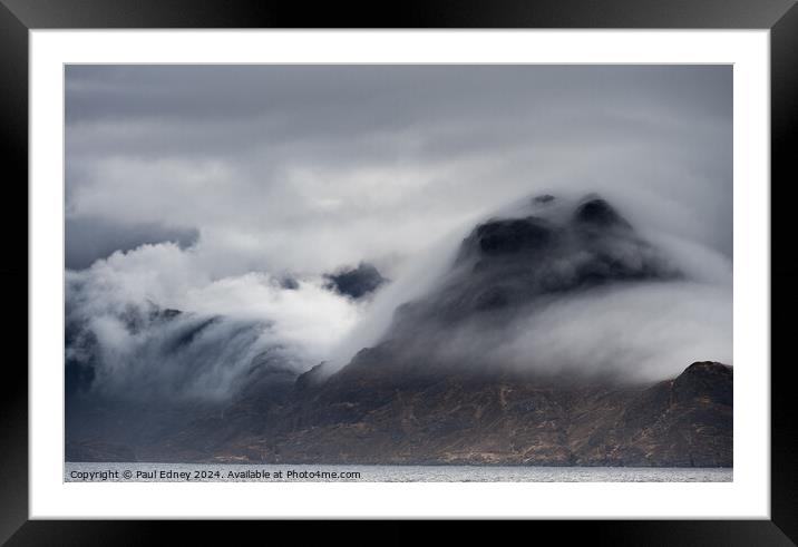 Cuillins cloaked in cloud, Isle of Skye, Scotland Framed Mounted Print by Paul Edney