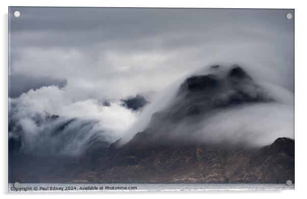 Cuillins cloaked in cloud, Isle of Skye, Scotland Acrylic by Paul Edney