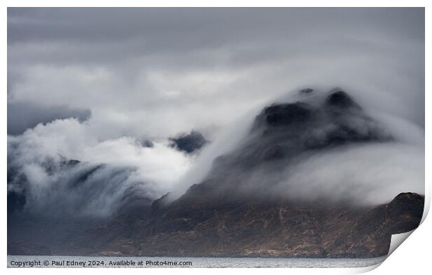 Cuillins cloaked in cloud, Isle of Skye, Scotland Print by Paul Edney