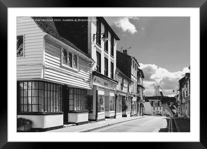 Street Scene in Cranbrook Kent black and white Framed Mounted Print by Pearl Bucknall