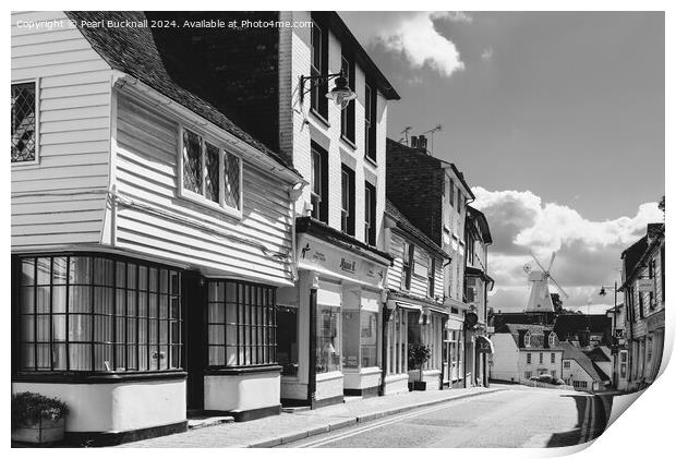 Street Scene in Cranbrook Kent black and white Print by Pearl Bucknall