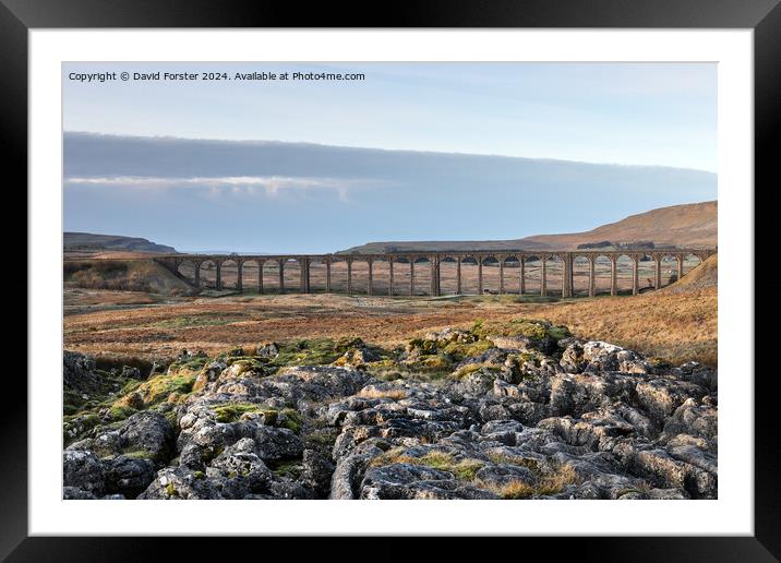 The Ribblehead, Viaduct from Runscar Scar, Yorkshire Dales, UK Framed Mounted Print by David Forster