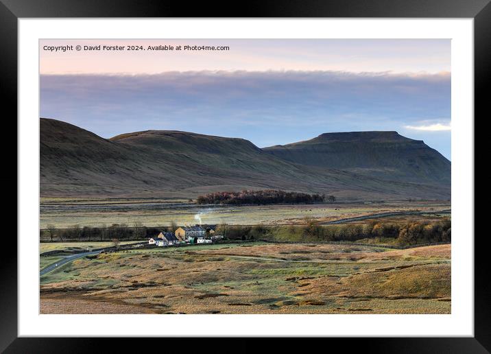 Ingleborough and the Station Inn, Yorkshire Dales  Framed Mounted Print by David Forster