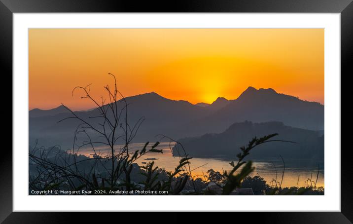 Sundown over the Mekong Framed Mounted Print by Margaret Ryan