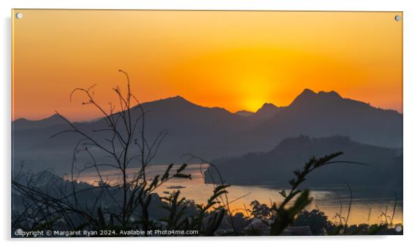 Sundown over the Mekong Acrylic by Margaret Ryan