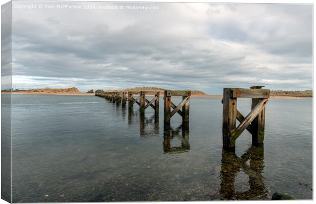Lossiemouth footbridge (remains of) Canvas Print by Tom McPherson
