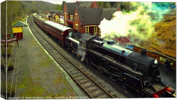 Steam train departing the station Canvas Print by Mark Chesters