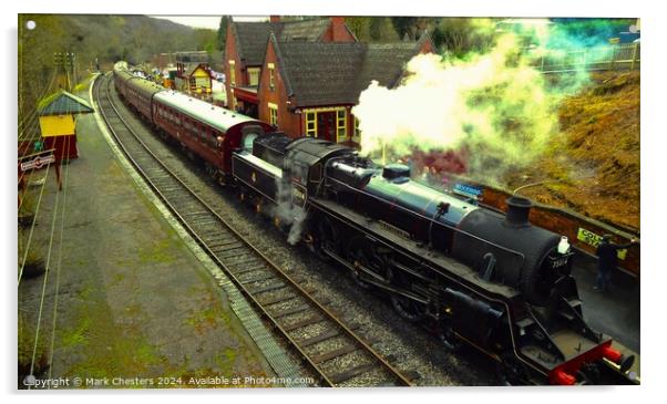 Steam train departing the station Acrylic by Mark Chesters