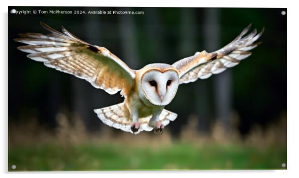 Barn Owl in Flight Acrylic by Tom McPherson