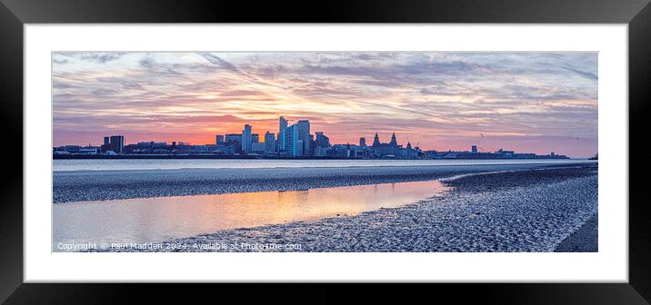 Liverpool waterfront sunrise panorama Framed Mounted Print by Paul Madden