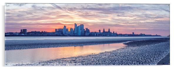 Liverpool waterfront sunrise panorama Acrylic by Paul Madden