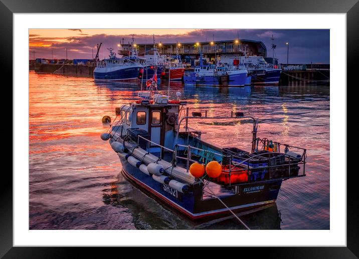 Into the sunrise Bridlington Harbour Framed Mounted Print by Tim Hill