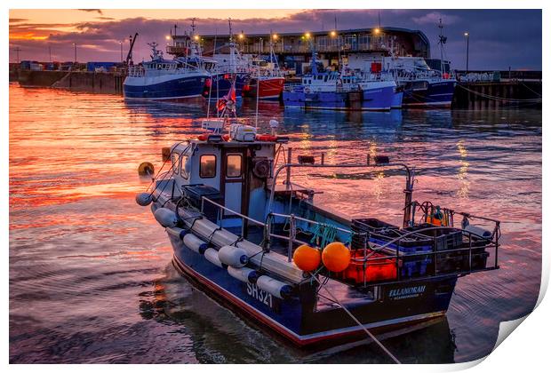 Into the sunrise Bridlington Harbour Print by Tim Hill