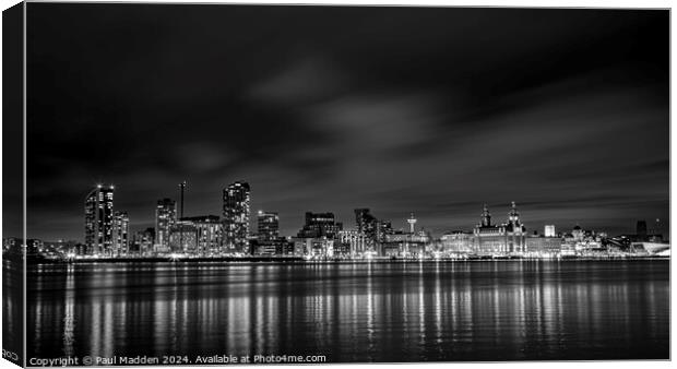 Liverpool skyline black and white Canvas Print by Paul Madden