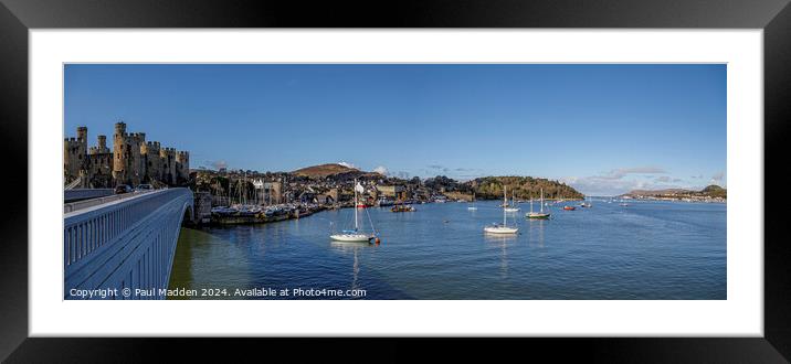 Conwy Castle and Marina Panorama Framed Mounted Print by Paul Madden