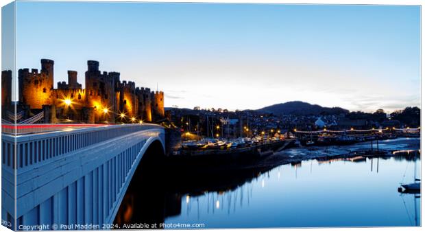 Conwy Castle at dusk Canvas Print by Paul Madden