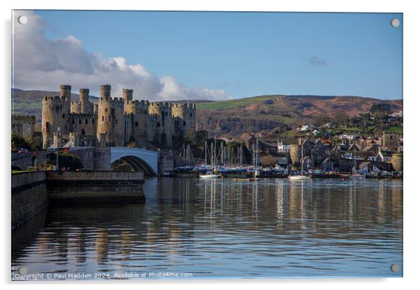 Conwy Marina and Conwy Castle Acrylic by Paul Madden