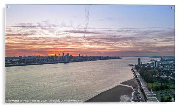 Liverpool Cityscape sunrise Acrylic by Paul Madden